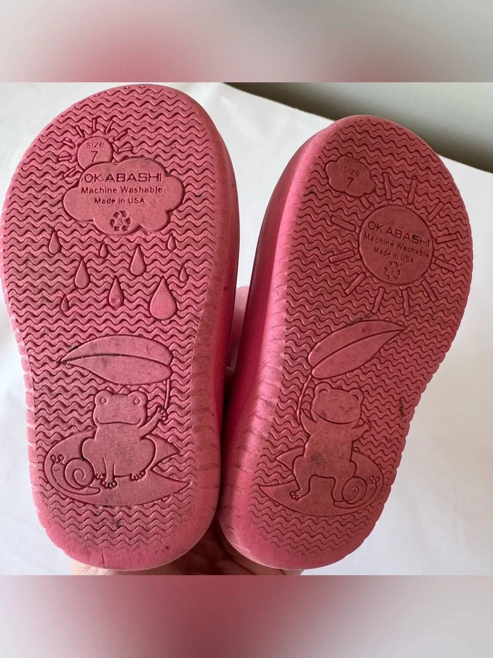 OKABASHI Size 7 Toddler Girls Pink Rain Boots